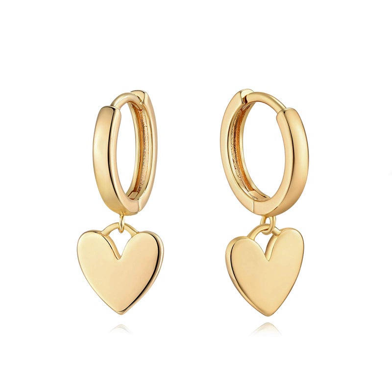 FETTERO Gold Heart Hoop Earrings 14K Glod Plated Lightweight Huggie Hoops Dangle Love Heart Earrings for Women Hypoallergenic Dainty Wear - Image 1